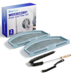 2-Pack WE03X23881 Dryer Lint Filter Replacement for GE Hotpoint Dryers GTD42EASJ2WW GTD33EASK0WW - Replaces PS11763056 4476390 Stainless Steel Screen with Cleaning Brushes thumbnail 0