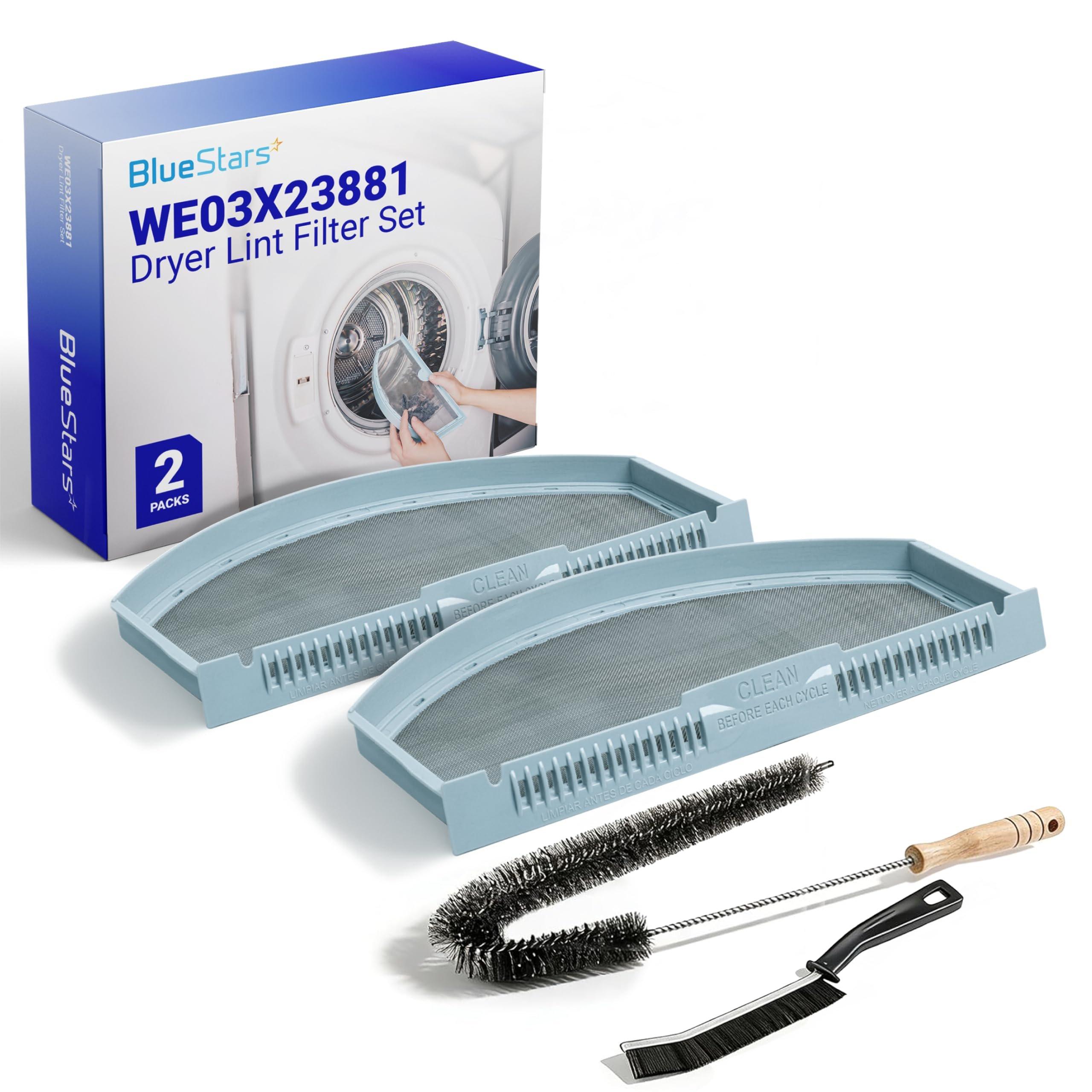 2-Pack WE03X23881 Dryer Lint Filter Replacement for GE Hotpoint Dryers GTD42EASJ2WW GTD33EASK0WW - Replaces PS11763056 4476390 Stainless Steel Screen with Cleaning Brushes image 0