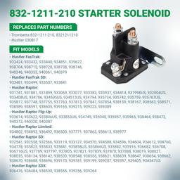 030817 Starter Solenoid 12V 3 Terminals for Hustler Raptor SD SDX Flip-Up FasTrak Zero Turn Lawn Mowers - Solenoid Relay w/ 1 Hole Bracket Replaces Trombetta 8321211210 832-1211-210 thumbnail 2