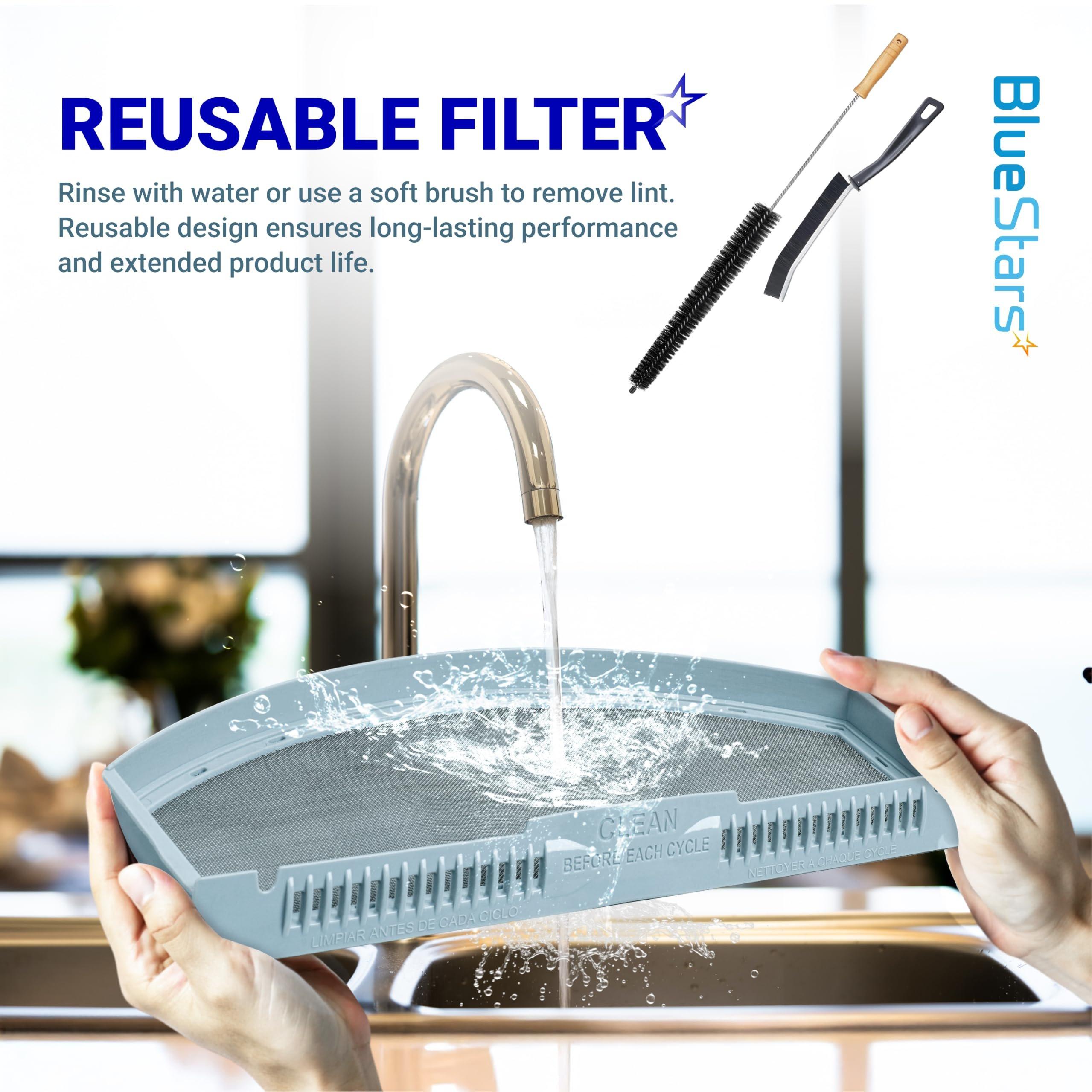 WE03X23881 Dryer Lint Filter Replacement for GE Hotpoint Dryers GTD42EASJ2WW GTD45EASJ2WS GTD33EASK0WW - Replaces PS11763056 4476390 Stainless Steel Screen with Cleaning Brushes image 6