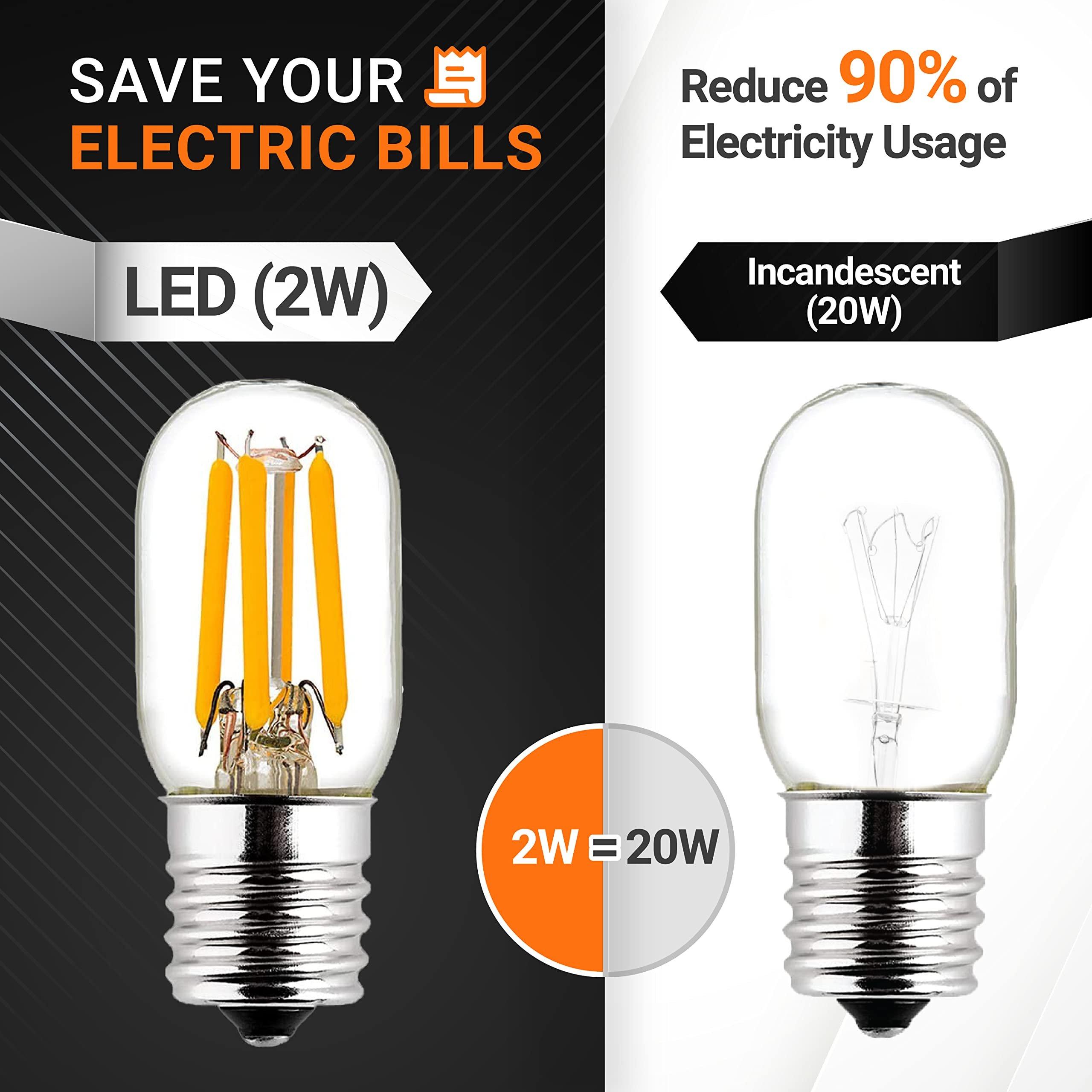 BlueStars E17 T7 LED Bulb 2W 120V (25W Equivalent), 2700K Warm White, 220lm for Microwave Oven, Range Hood, Refrigerator, Appliance Replacement Bulbs - 3 Packs image 5