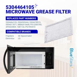 WB06X10608 5304464105 Microwave Grease Filter 5 x 7-5/8 inch Replacement - Compatible with Frigi.daire GE Microwaves - Replaces 5304478913 5304517871 PS12585760 - 2-Pack thumbnail 2