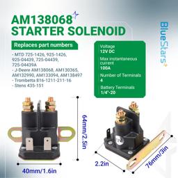 175566 Ignition Switch 7 Terminals 2 Keys & AM138068 Starter Solenoid - Compatible with John Deere L100 L105 L110 L120 - Replaces GY20074 925-1741 94762 175566 175442 725-04439 725-04439B thumbnail 2