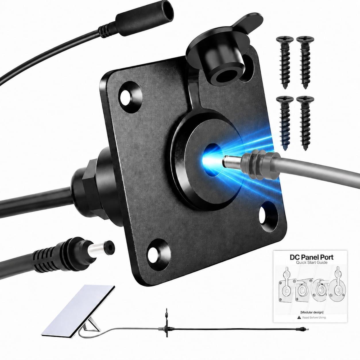 [100% Aluminum] Waterproof Wall Socket Passthrough Kit for Starlink Mini | Aluminum DC 5.5x2.1mm Female Bulkhead Connector and Power Adapter for RV Camper Boat Battery Box Truck image 0