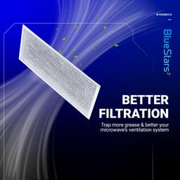 BlueStars Ultra Durable 3-Pack W10208631A Microwave Grease Filter Replacement 13x6in Aluminum Mesh Screen Grease Filter - Compatible with Whirlpool G.E Microwaves thumbnail 3