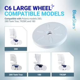 BlueStars C6/C-6 Large Wheel Replacement Parts – Compatible with Polaris 180 280 Tanktrax, VAC-Sweep 280 Pool Cleaners – Pack of 3 thumbnail 3