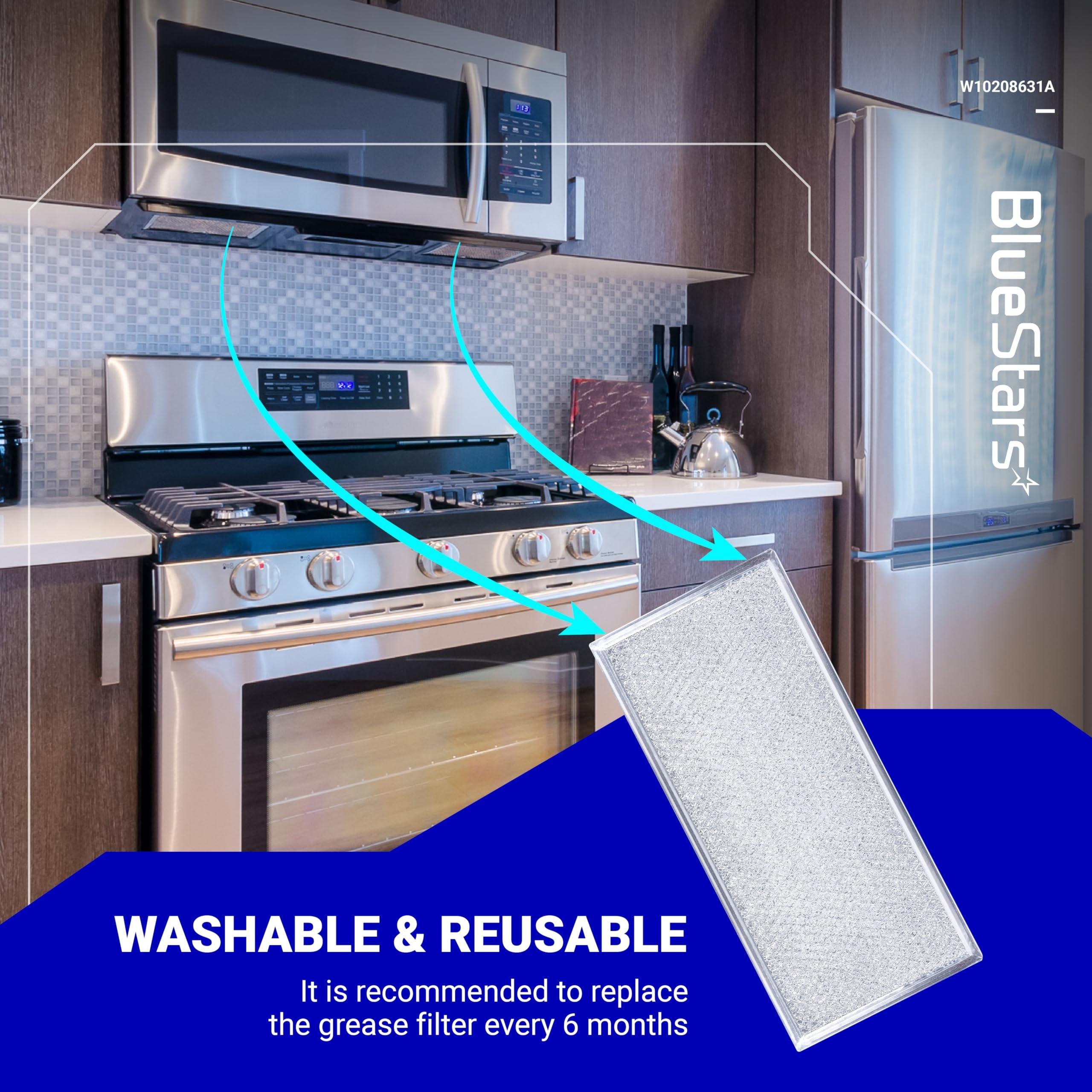 BlueStars Ultra Durable 3-Pack W10208631A Microwave Grease Filter Replacement 13x6in Aluminum Mesh Screen Grease Filter - Compatible with Whirlpool G.E Microwaves image 4