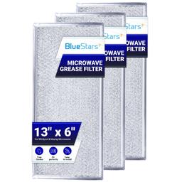 BlueStars Ultra Durable 3-Pack W10208631A Microwave Grease Filter Replacement 13x6in Aluminum Mesh Screen Grease Filter - Compatible with Whirlpool G.E Microwaves thumbnail 0