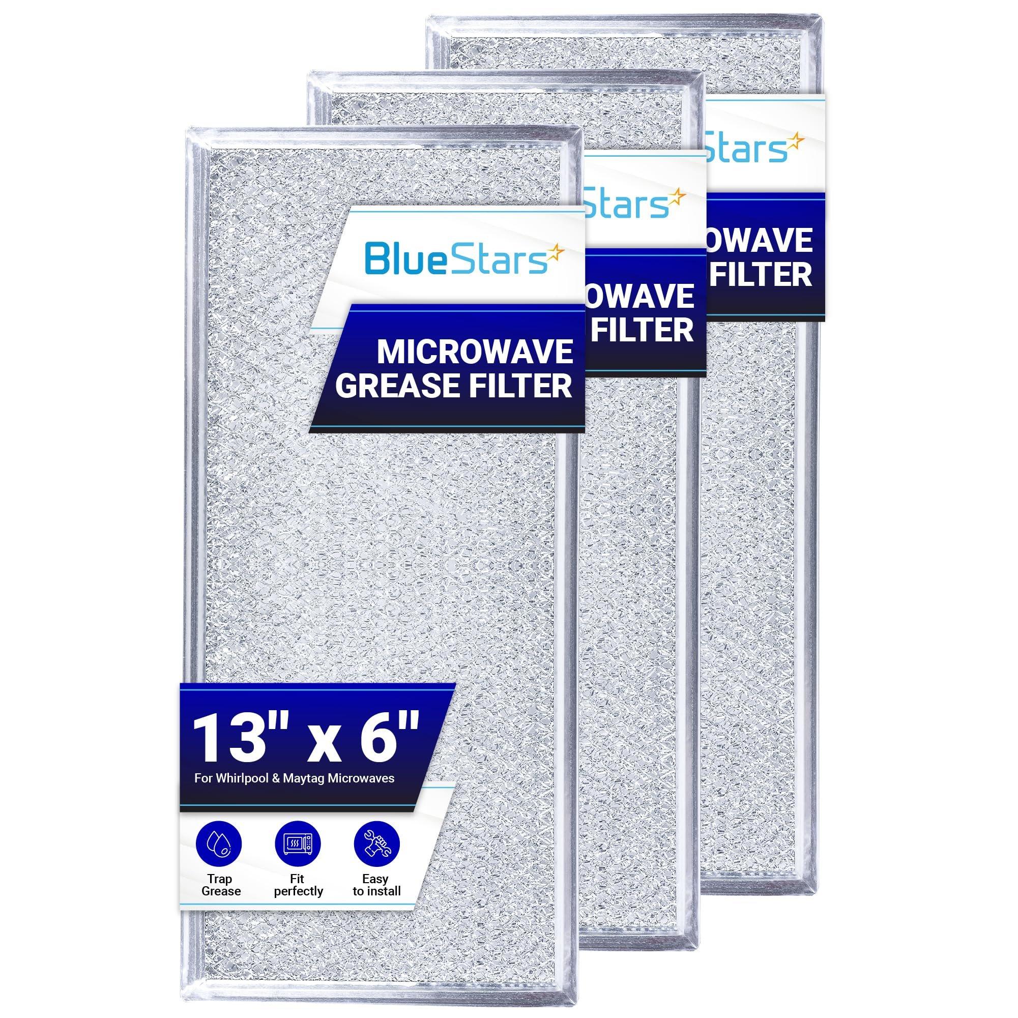 BlueStars Ultra Durable 3-Pack W10208631A Microwave Grease Filter Replacement 13x6in Aluminum Mesh Screen Grease Filter - Compatible with Whirlpool G.E Microwaves image 0
