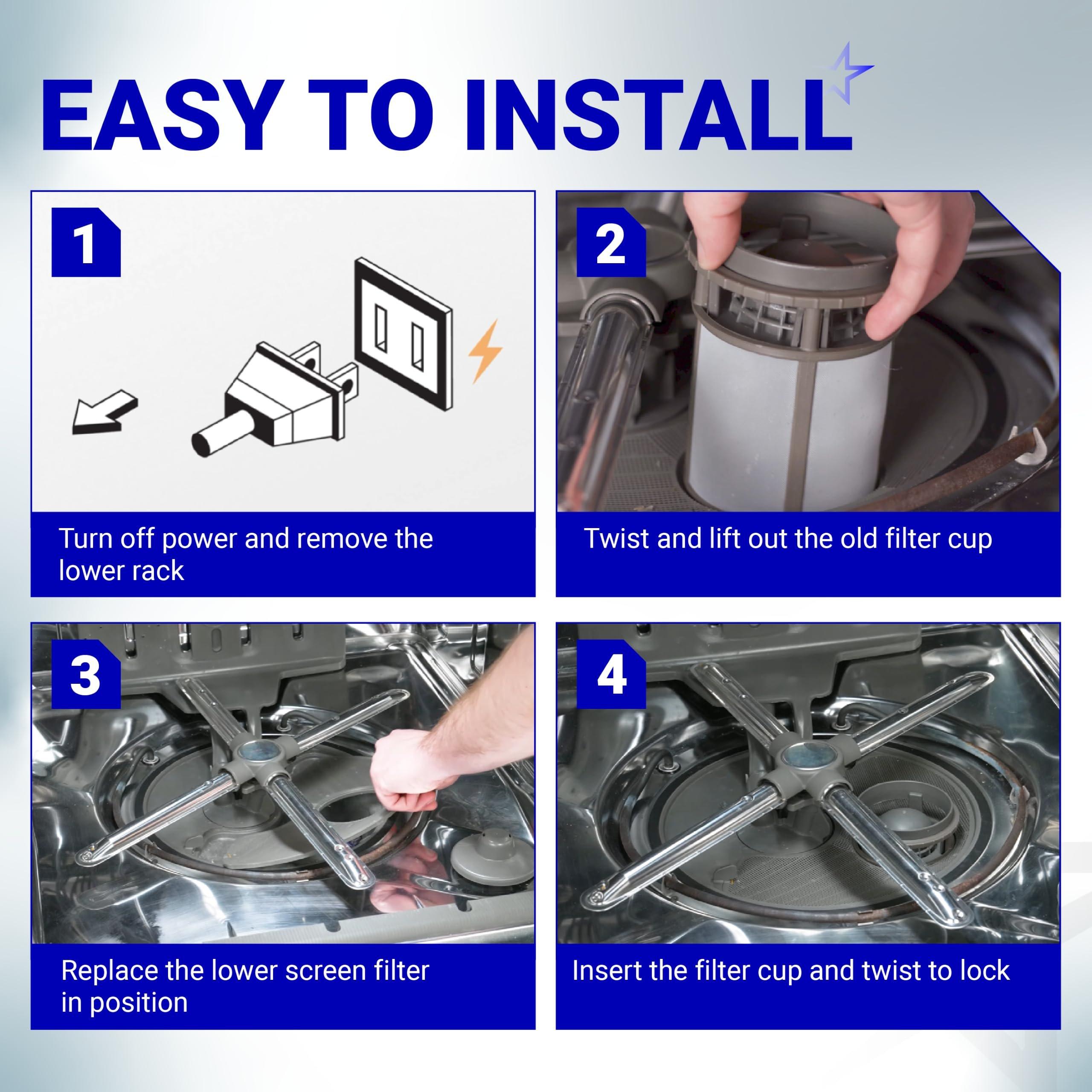 W10872845 Dishwasher Pump Filter Cup & WPW10463906 Screen Filter image 7