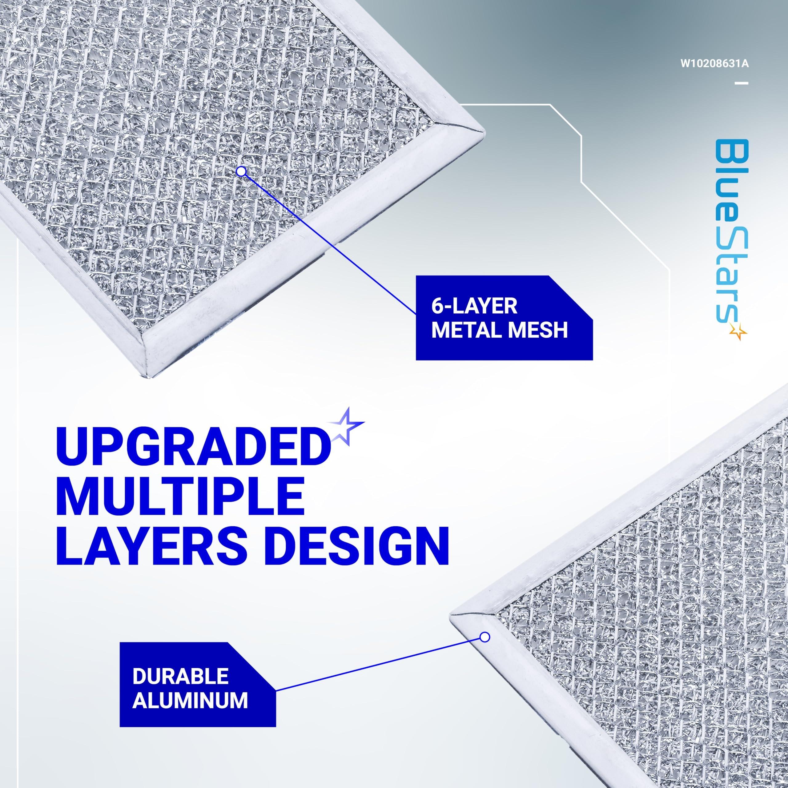 BlueStars Ultra Durable 3-Pack W10208631A Microwave Grease Filter Replacement 13x6in Aluminum Mesh Screen Grease Filter - Compatible with Whirlpool G.E Microwaves image 2