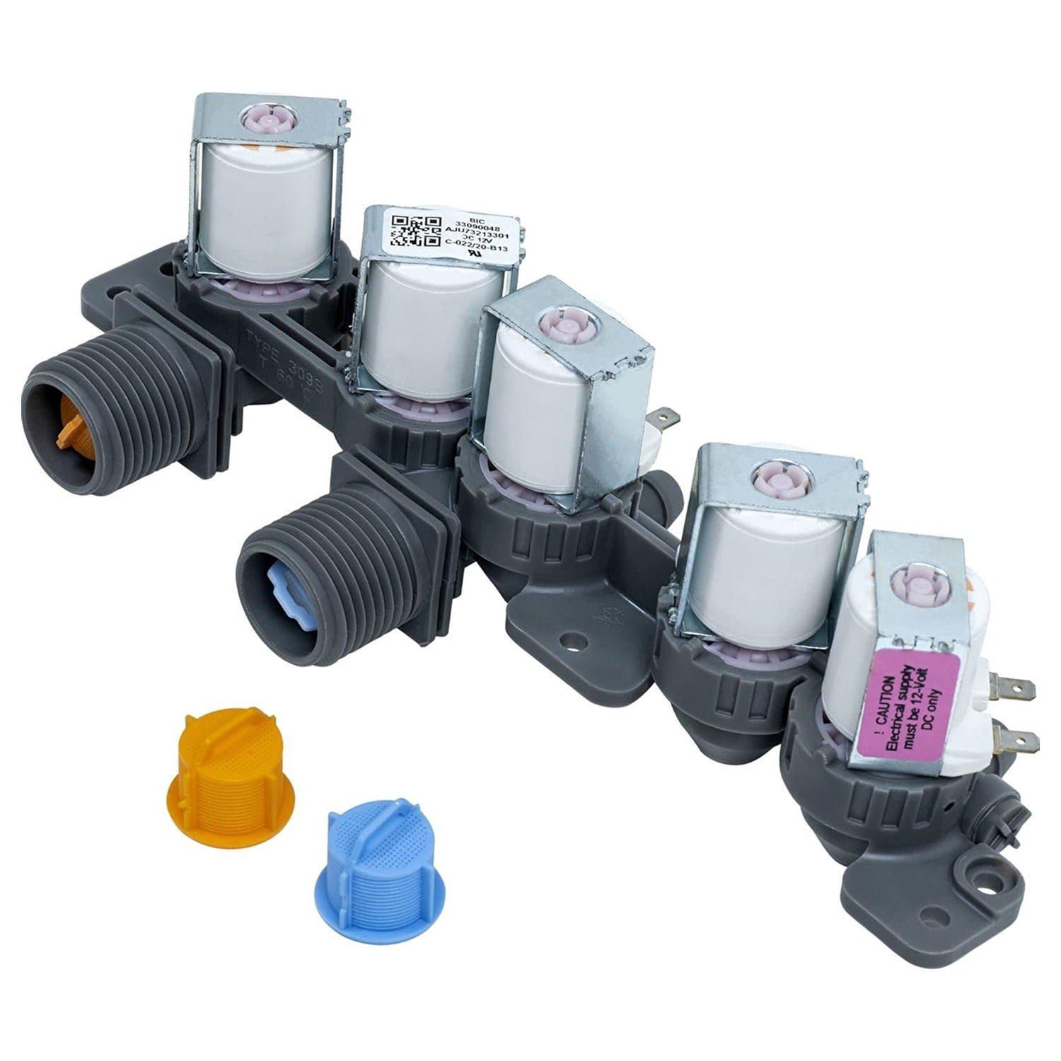 AJU73213301 AJU75152601 5221EA1008F Washer Water Inlet Valve - Compatible with LG Kenmore Washers WT7200CW, WT5001C, 79631522211, WT4801CW, WT1201CW - Replaces 33090048, TAW35618287 image 0