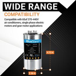 65 uF/MFD 370-440VAC Round Run Start Capacitor thumbnail 5