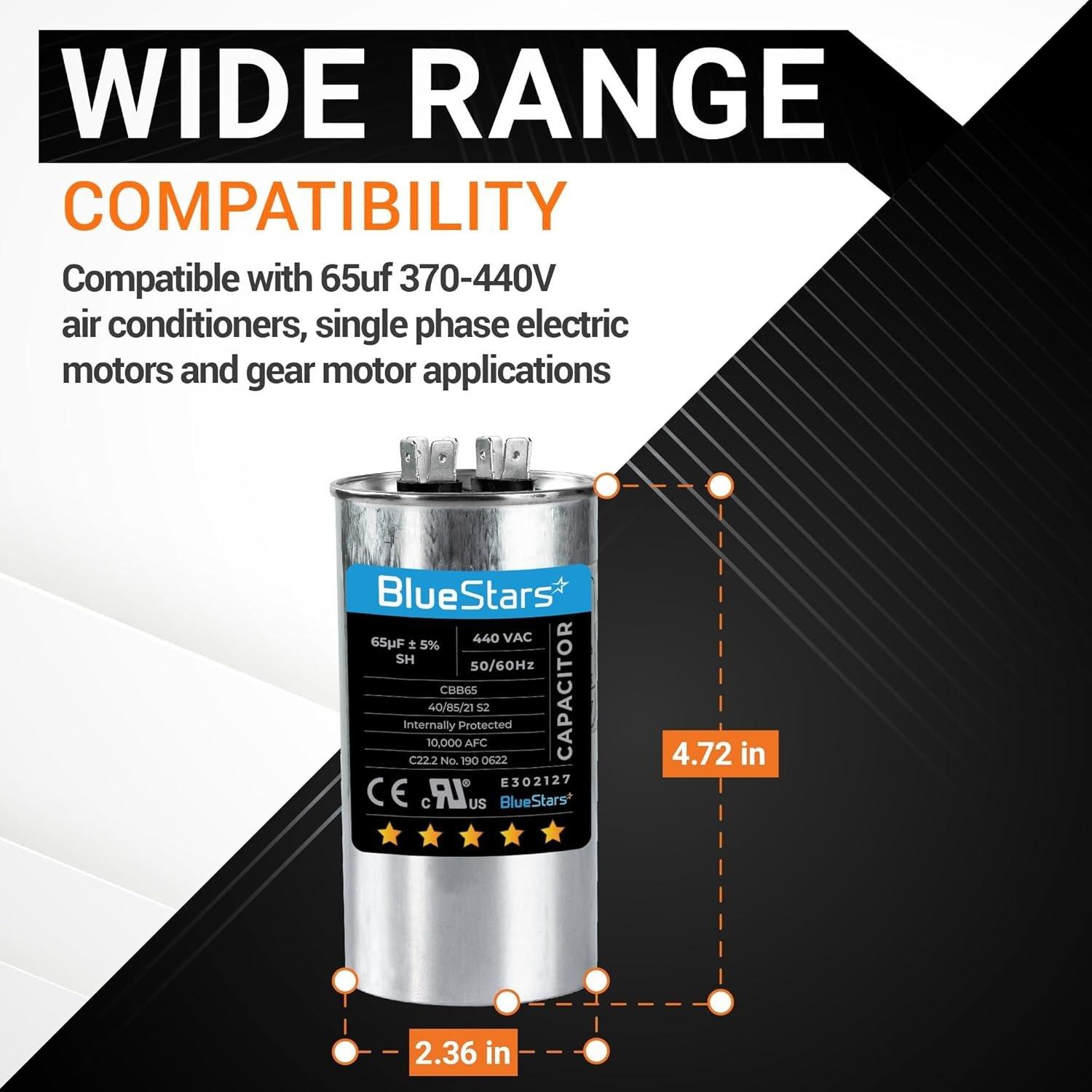 65 uF/MFD 370-440VAC Round Run Start Capacitor image 5