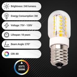 3W E17 Base Microwave Bulb 8206232A Dimmable LED Light Bulb thumbnail 7