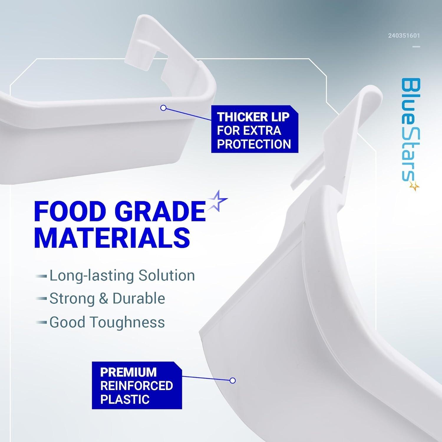 240351601 Refrigerator Freezer White Door Bin Side Shelf - Pack of 2 image 5
