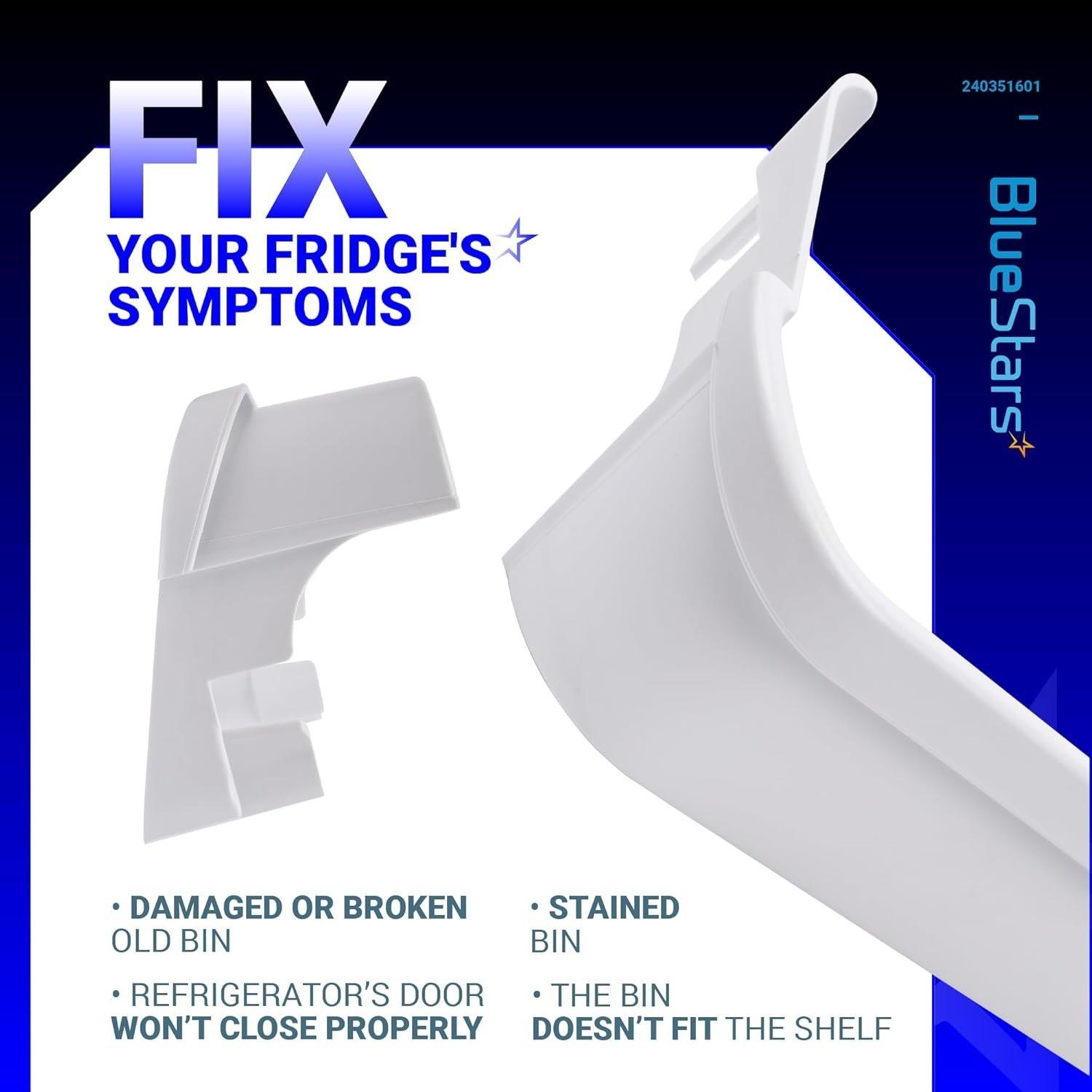240351601 Refrigerator Freezer White Door Bin Side Shelf - Pack of 2 image 2
