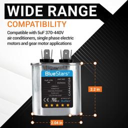 5 uF/MFD ±5% 370-440 VAC Oval Run Start Capacitor thumbnail 5