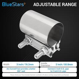2-pack 2.5" Exhaust Clamp, Butt Joint Band Clamp thumbnail 5