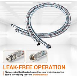 32-inch Flexible Faucet Connector Braided Supply Hose 3/8-Inch Female Compression Thread x M10 Male Connector - Pack of 2 thumbnail 1