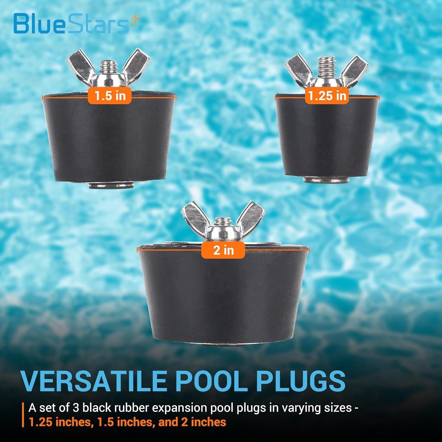 3 Sizes 1-Inch, 1.25-Inch, 1.5-Inch Swimming Pool Winter Expansion Rubber Plugs, Pack of 3 image 2