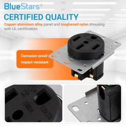 NEMA 14-50R Flush Mounting Receptacle, 50A 125/250V 3 Pole 4 Wire Straight Blade Outlet thumbnail 4