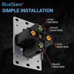 NEMA 14-50R Flush Mounting Receptacle, 50A 125/250V 3 Pole 4 Wire Straight Blade Outlet thumbnail 3