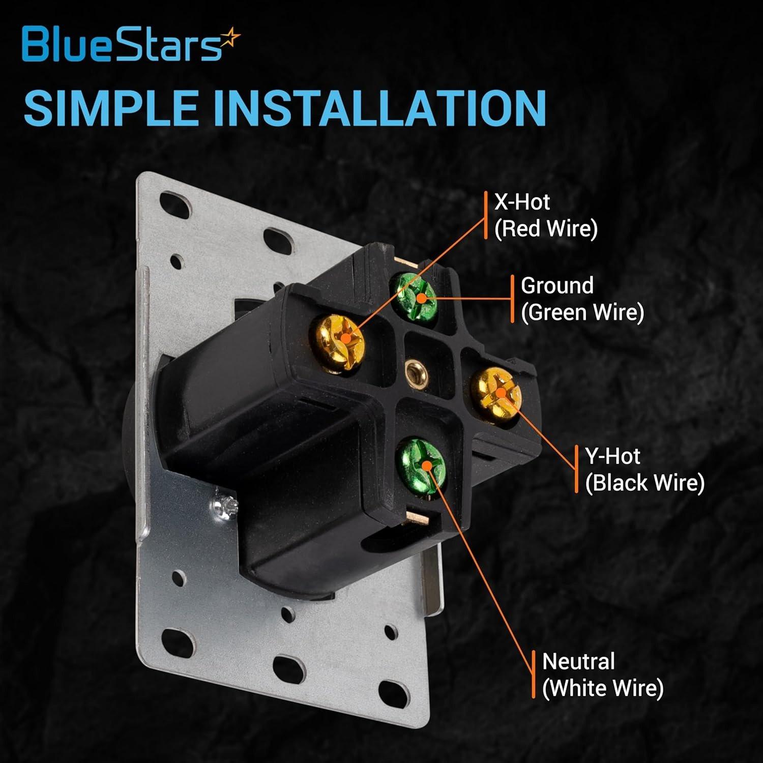 NEMA 14-50R Flush Mounting Receptacle, 50A 125/250V 3 Pole 4 Wire Straight Blade Outlet image 3