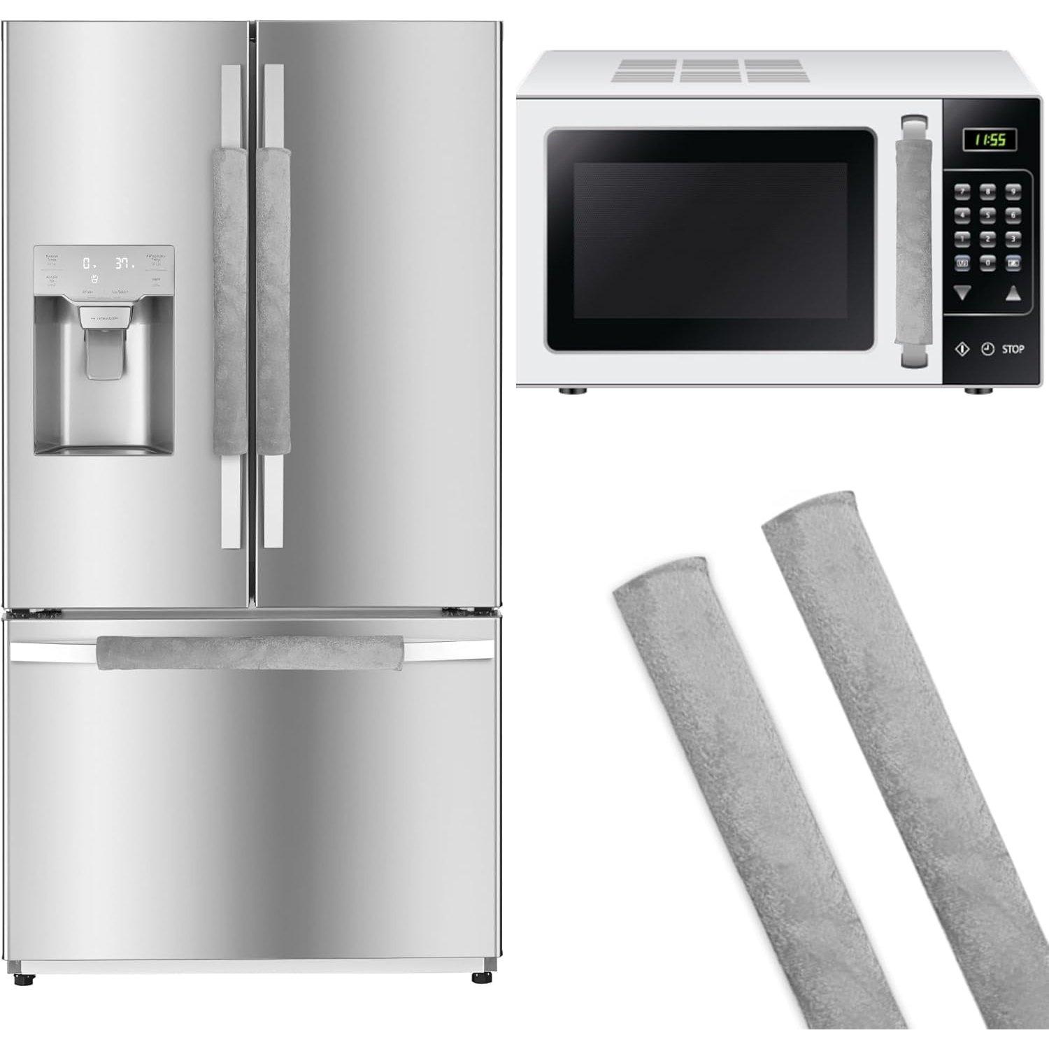 Silver Door Handle Covers Set of 5-4 PCS Fridge Handle Cover & 1 Microwave Handle Cover image 0