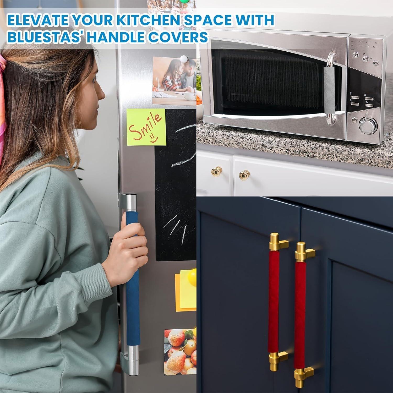 Silver Door Handle Covers Set of 5-4 PCS Fridge Handle Cover & 1 Microwave Handle Cover image 1