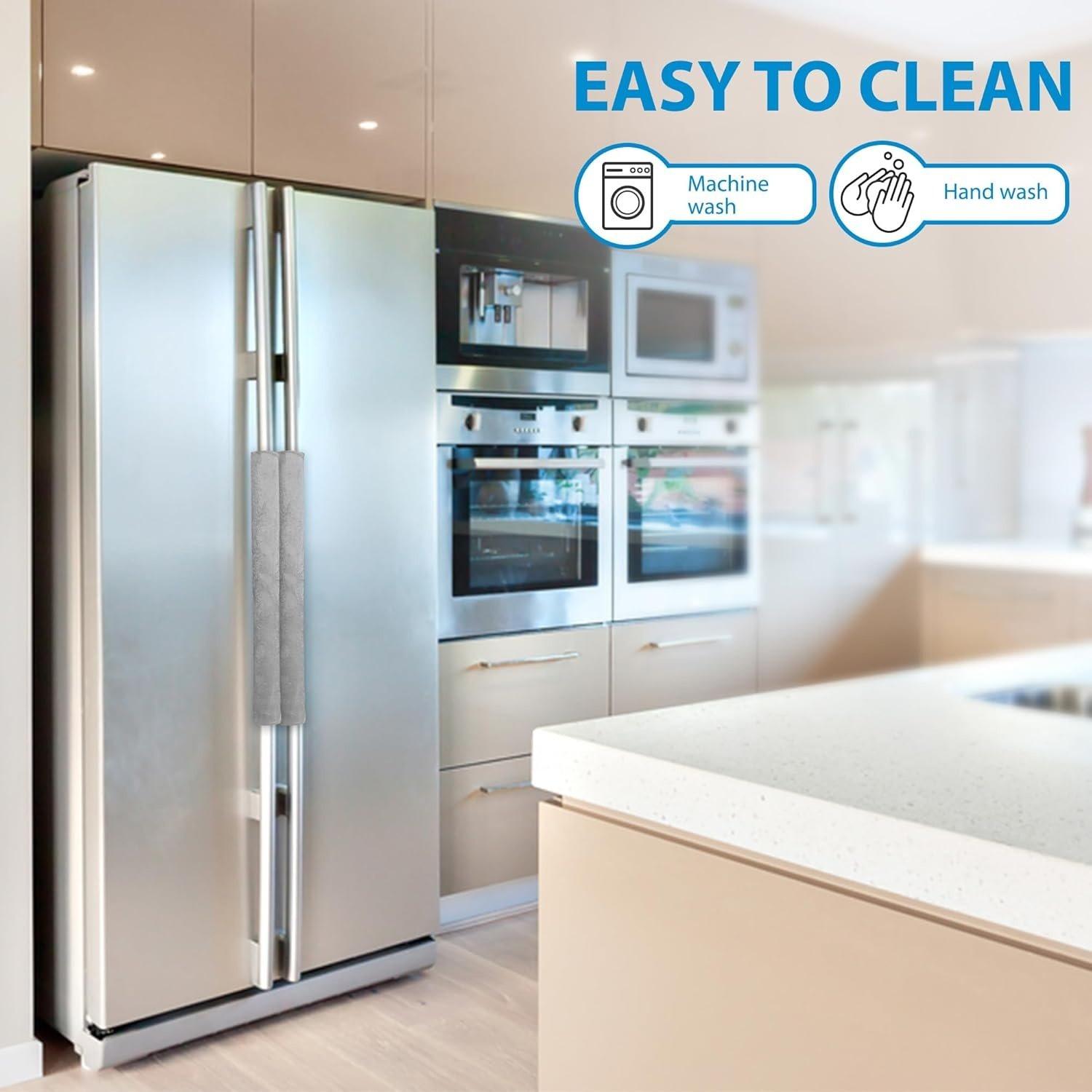 Silver Door Handle Covers Set of 5-4 PCS Fridge Handle Cover & 1 Microwave Handle Cover image 7