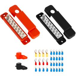 Bus Bar 12-48V DC 180A, 12 Terminal Power Distribution Block with 32 Wire Lugs - Battery Junction Post thumbnail 0