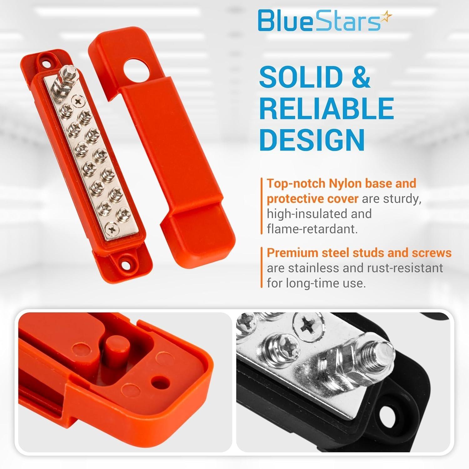 Bus Bar 12-48V DC 180A, 12 Terminal Power Distribution Block with 32 Wire Lugs - Battery Junction Post image 5