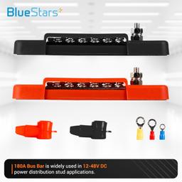 Bus Bar 12-48V DC 180A, 12 Terminal Power Distribution Block with 32 Wire Lugs - Battery Junction Post thumbnail 6