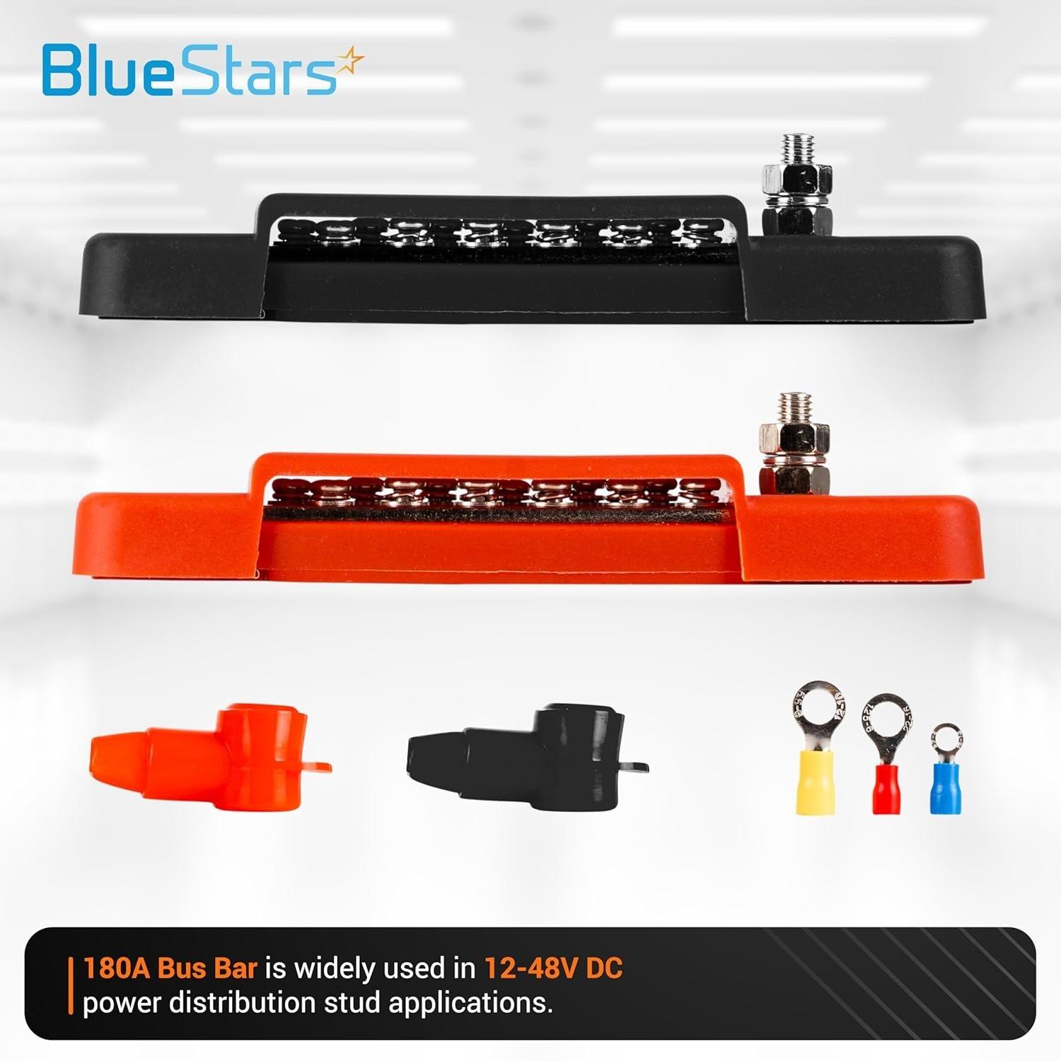 Bus Bar 12-48V DC 180A, 12 Terminal Power Distribution Block with 32 Wire Lugs - Battery Junction Post image 6