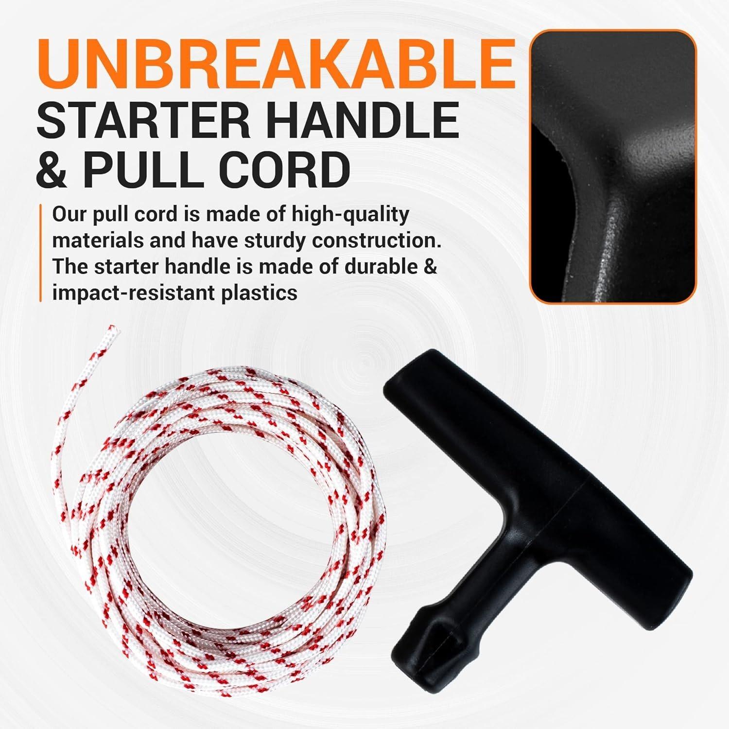Recoil Starter Rope 10-Meter Pull Cord with 4 Pieces Starter Handle image 2