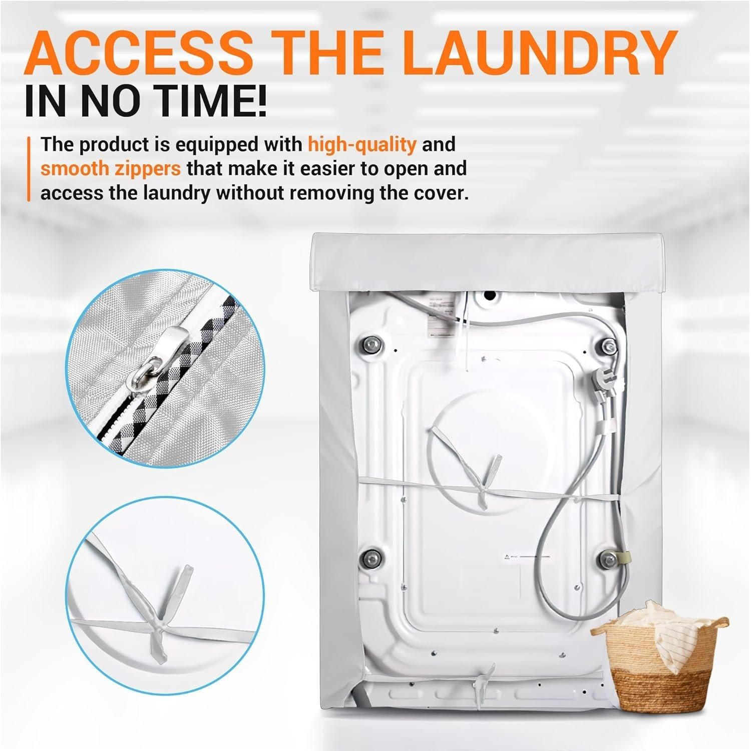 W27”x D33”x H39” Washing Machine Cover For Front-load Washer/Dryer (Silver) image 2
