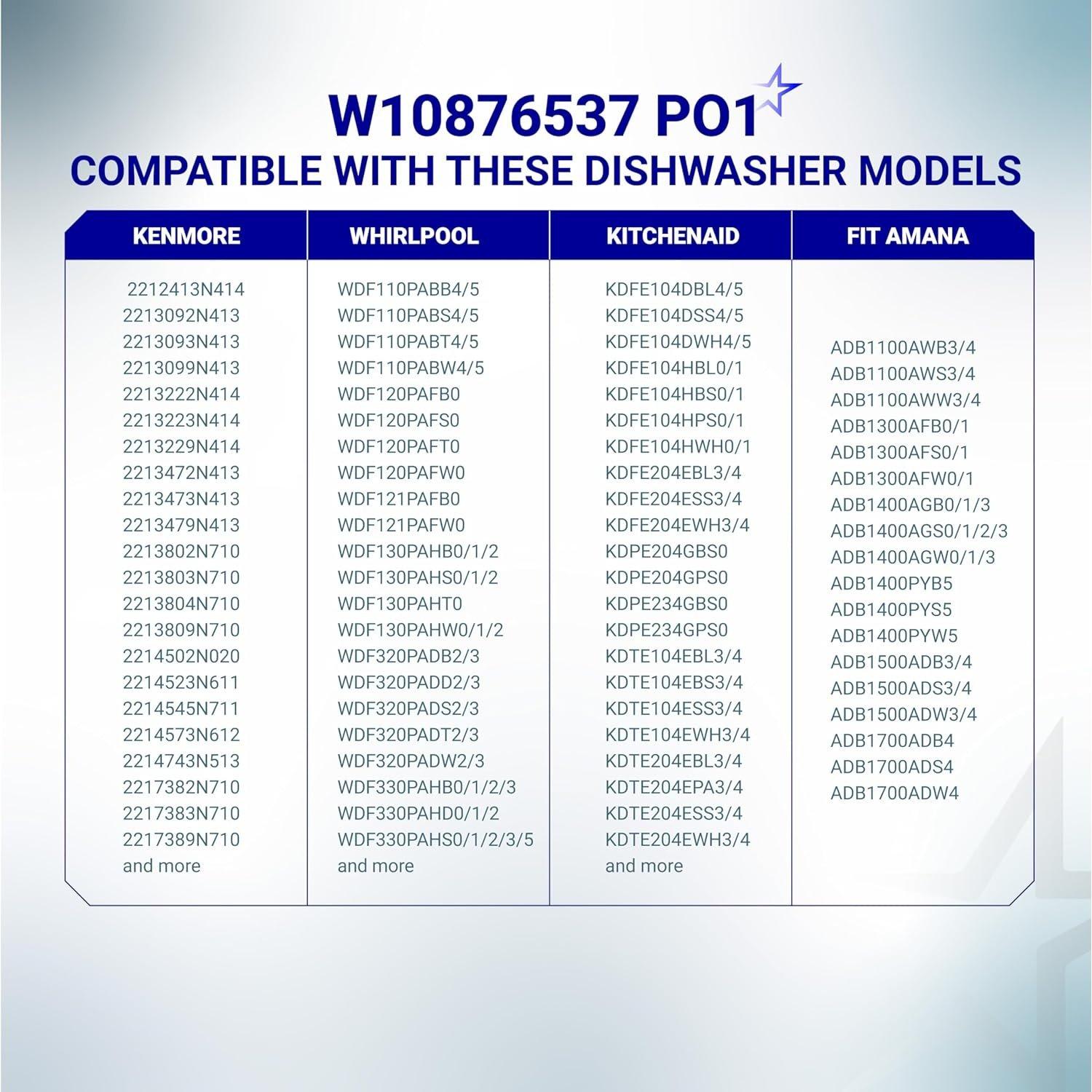 W10876537 W10724439 Dishwasher Drain Pump - Compatible with Whirlpool Amana Kenmore KitchenAid Maytag Dishwashers WDT720PADM2 WDF320PADS2 WDT970SAHZ0 WDT730PAHZ0 AP6004843 PS11738151 4454971 image 2