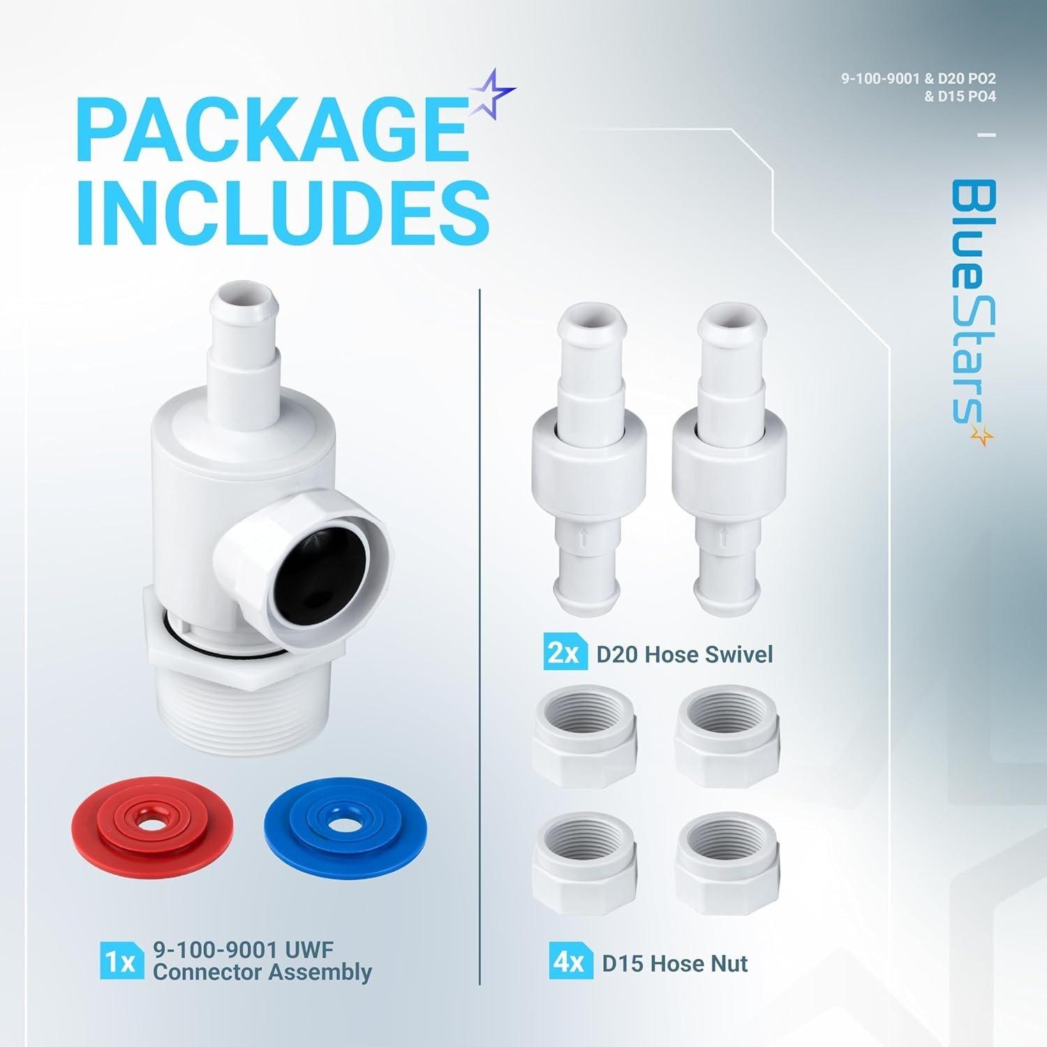 9-100-9001 UWF Connector & D20 Pool Cleaner Hose Swivel (Pack of 2) & D15 Hose Nut (Pack of 4) Kit image 7