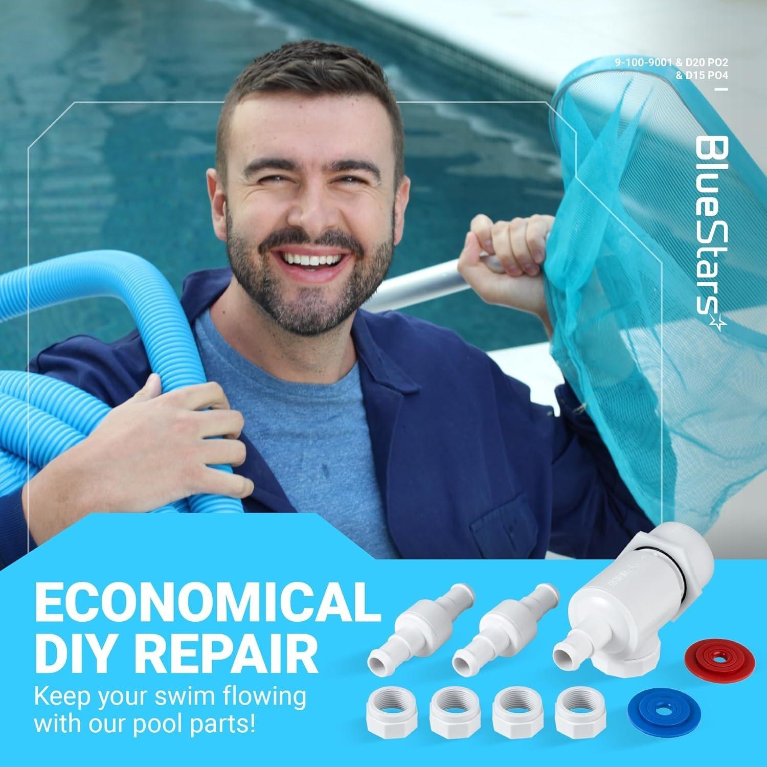 9-100-9001 UWF Connector & D20 Pool Cleaner Hose Swivel (Pack of 2) & D15 Hose Nut (Pack of 4) Kit image 1