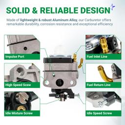 309375002 Carburetor Kit - Compatible with Ryobi & Homelite 30cc 4-Cycle Engines 309370002 985624001 Ryobi S430 C430 X430 RY34421 RY34441 RY34425 RY34445 RY34001 RY13016 String Trimmers thumbnail 5