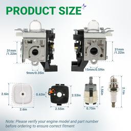 SRM 225 Carburetor - for Echo SRM-225 PAS 225 GT225 PAS-225 GT-225 SRM225 PE225 PAS225 SHC225 PPF225 GT225L SHC225S Trimmer Weedeater A021001692 RB-K93 SRM 225 Air Filter Case Cleaner Cover thumbnail 2