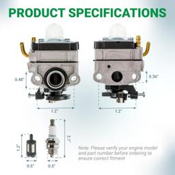 309375002 Carburetor Kit - Compatible with Ryobi & Homelite 30cc 4-Cycle Engines 309370002 985624001 Ryobi S430 C430 X430 RY34421 RY34441 RY34425 RY34445 RY34001 RY13016 String Trimmers thumbnail 3