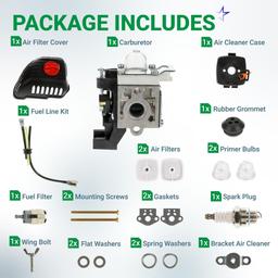 SRM 225 Carburetor - for Echo SRM-225 PAS 225 GT225 PAS-225 GT-225 SRM225 PE225 PAS225 SHC225 PPF225 GT225L SHC225S Trimmer Weedeater A021001692 RB-K93 SRM 225 Air Filter Case Cleaner Cover thumbnail 1