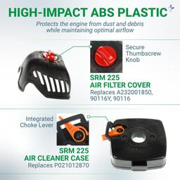 SRM 225 Carburetor - for Echo SRM-225 PAS 225 GT225 PAS-225 GT-225 SRM225 PE225 PAS225 SHC225 PPF225 GT225L SHC225S Trimmer Weedeater A021001692 RB-K93 SRM 225 Air Filter Case Cleaner Cover thumbnail 6