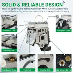 SRM 225 Carburetor - for Echo SRM-225 PAS 225 GT225 PAS-225 GT-225 SRM225 PE225 PAS225 SHC225 PPF225 GT225L SHC225S Trimmer Weedeater A021001692 RB-K93 SRM 225 Air Filter Case Cleaner Cover thumbnail 4