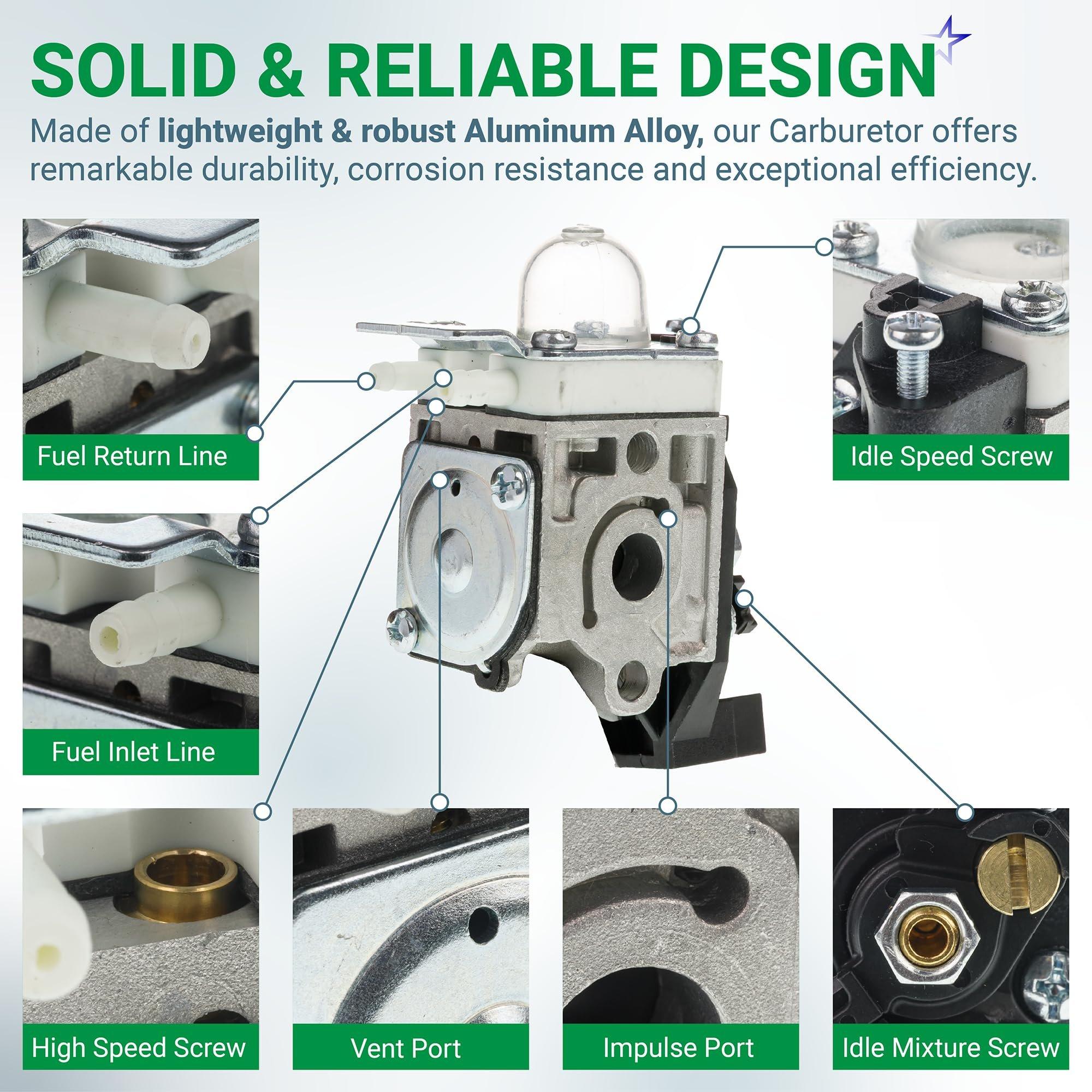 SRM 225 Carburetor - for Echo SRM-225 PAS 225 GT225 PAS-225 GT-225 SRM225 PE225 PAS225 SHC225 PPF225 GT225L SHC225S Trimmer Weedeater A021001692 RB-K93 SRM 225 Air Filter Case Cleaner Cover image 4
