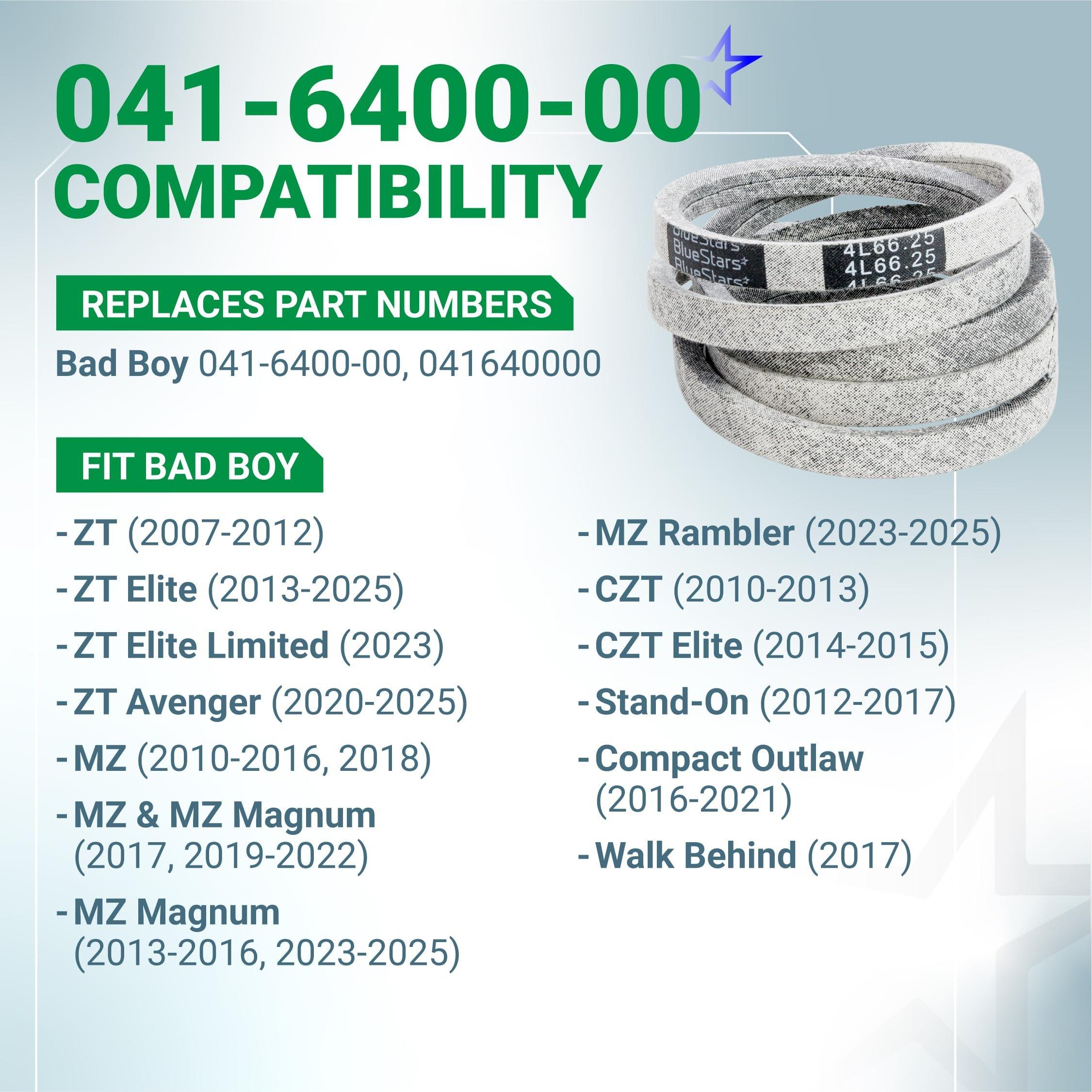 041-6400-00 Pump Belt Replacement - Fits Bad Boy MZ Magnum ZT Elite ZT Avenger CZT Outlaw Stand-On Compact Outlaw 041640000 Mower Drive Belt | 1/2" x 66.25" image 2
