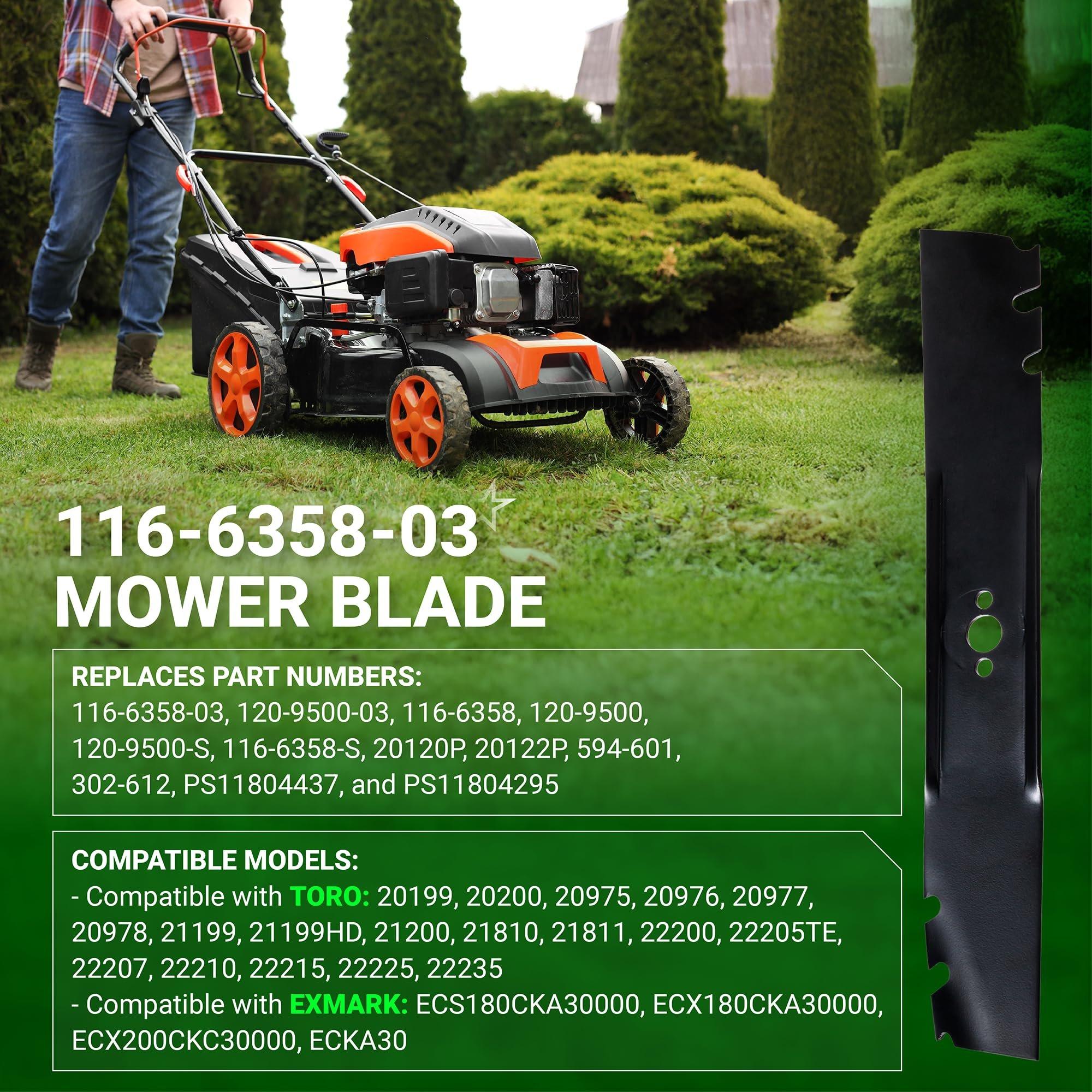 116-6358-03 Mower Blades - Compatible with Toro Timemaster 30" 20120P 20199 21199 20200 20122P Exmark ECKA30 - Replace 120-9500 120-9500-S 116-6358 | 2 Pack image 2