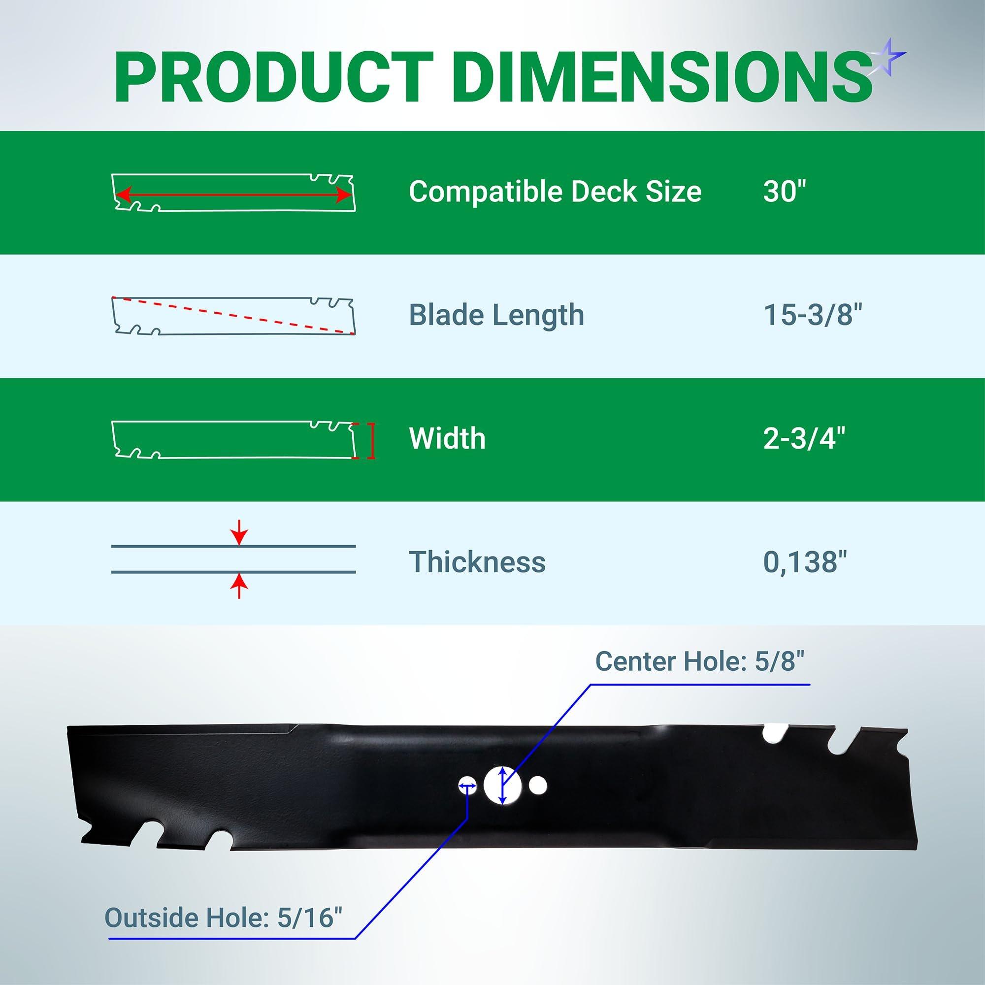 116-6358-03 Mower Blades - Compatible with Toro Timemaster 30" 20120P 20199 21199 20200 20122P Exmark ECKA30 - Replace 120-9500 120-9500-S 116-6358 | 2 Pack image 1